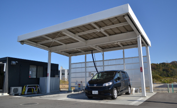 屋根付き拭き上げ場完備