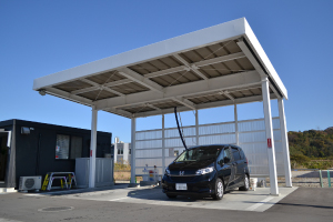 洗車機から拭き上げ場に移動